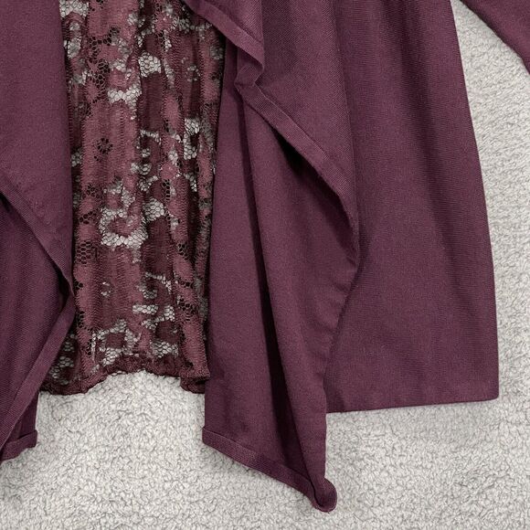 Lane Bryant Light Open Cardigan Women 22/24 Purple Knit 3/4 Sleeve Lace Back T32 - Picture 4 of 16